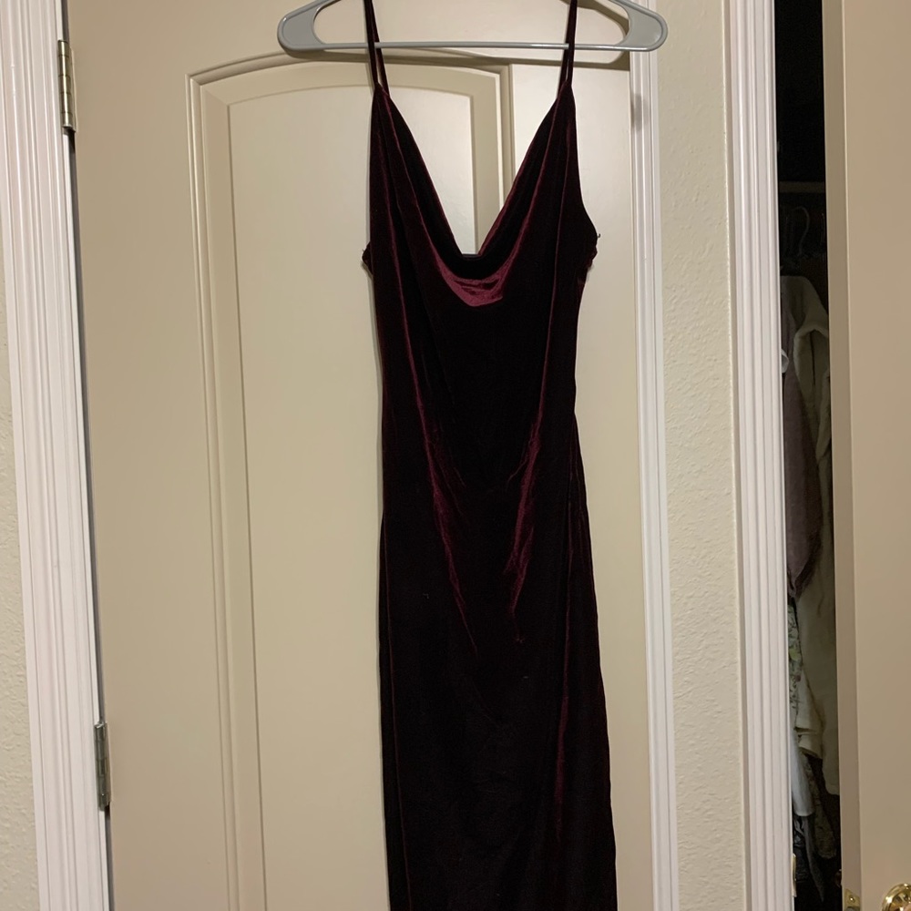 Burgundy velvet dress